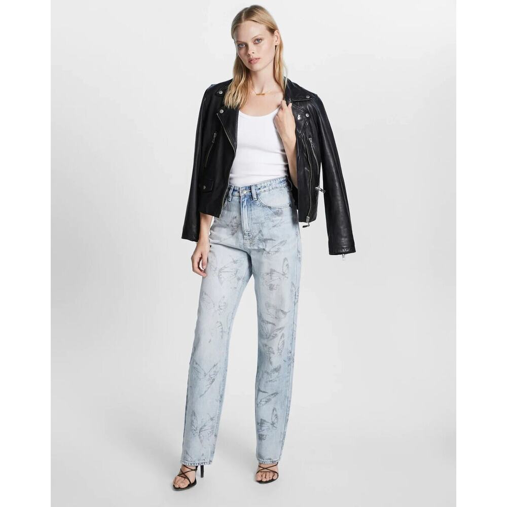 Ksubi Playback Butterfly High Rise Straight Leg Light Wash Jeans Size 30 Edgy